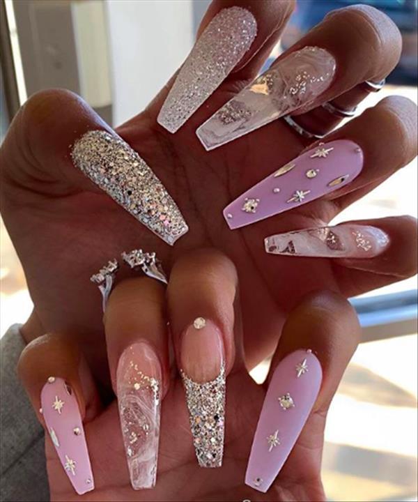 40 Graceful Acrylic Coffin Nail Designs for Long Nails and Short Nails