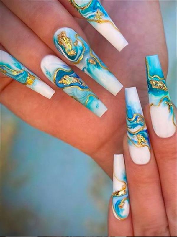 40 Graceful Acrylic Coffin Nail Designs for Long Nails and Short Nails