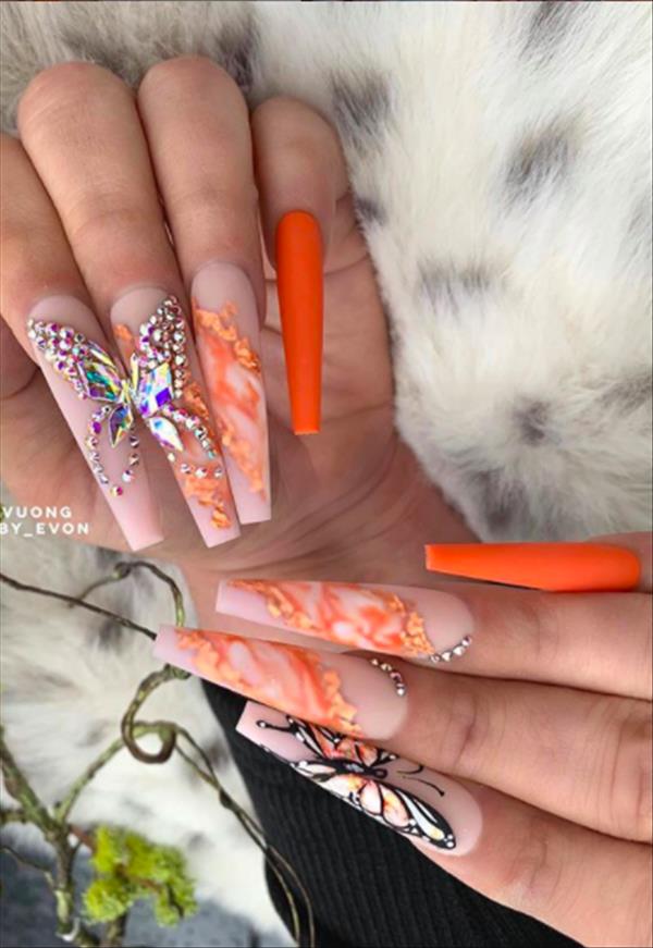 30+ Amazing Summer Nail Ideas with Coffin Shape and Acrylic Shape ...