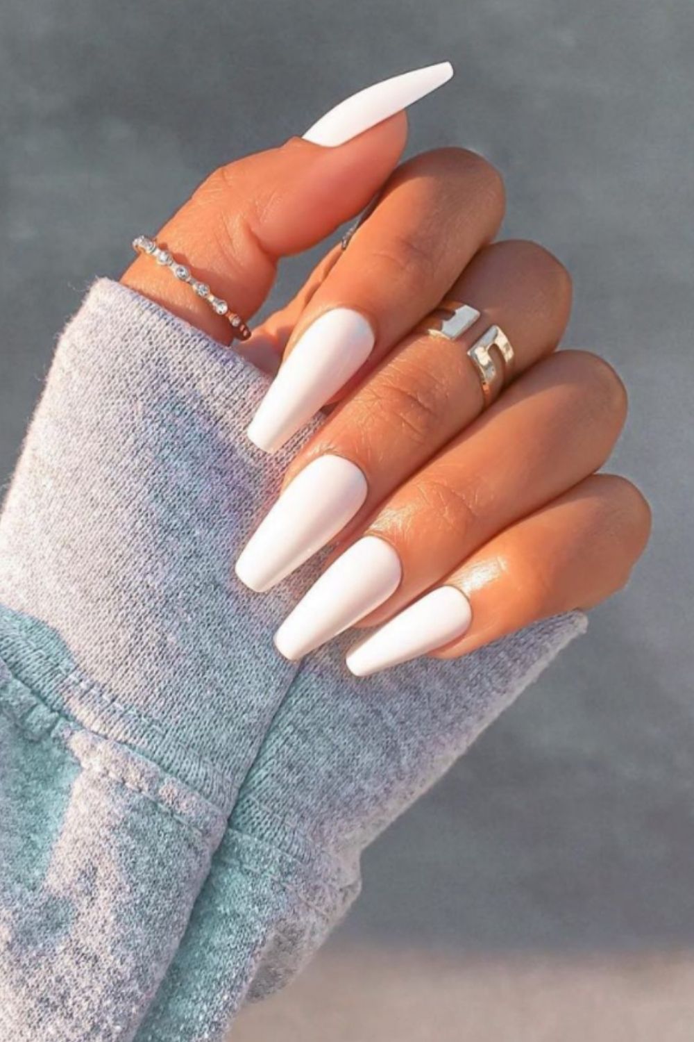 coffin nails | white acrylic coffin nails for summer 2021