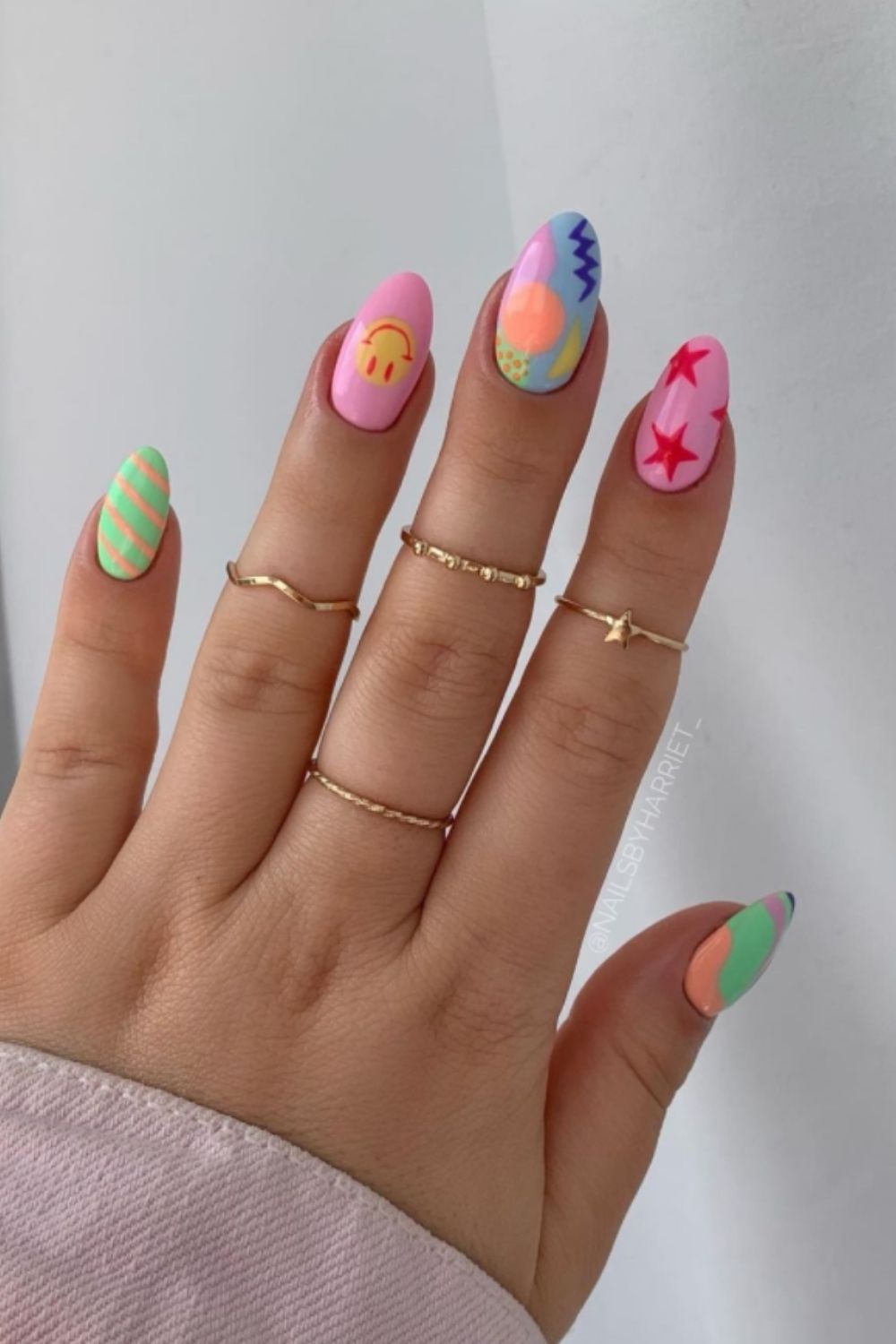 rainbow nails short easy