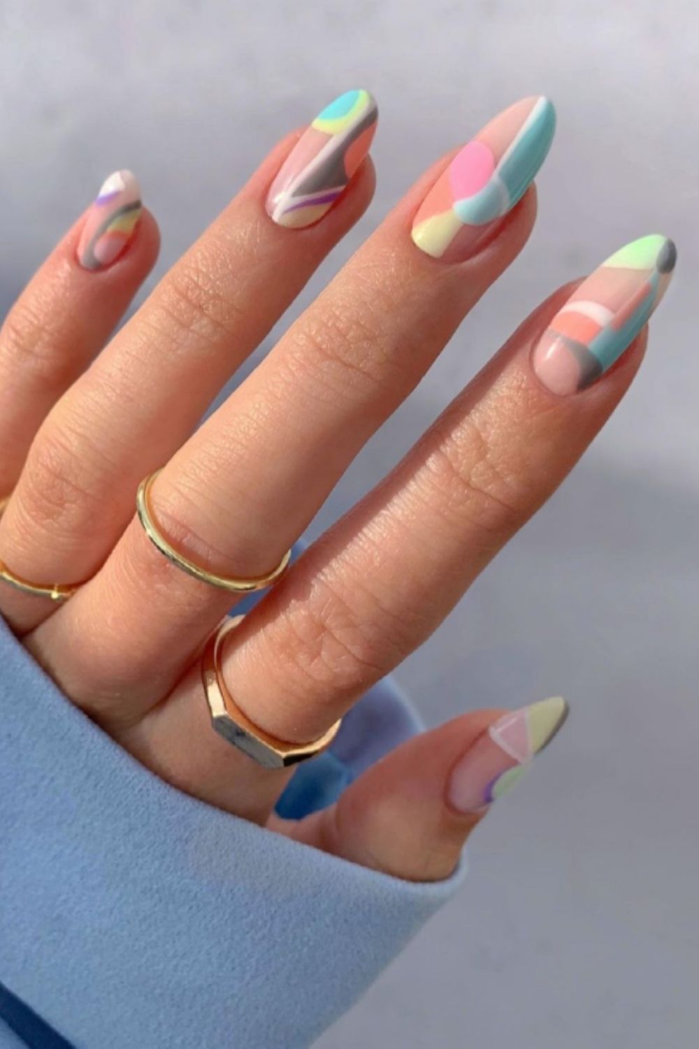 rainbow nails short easy