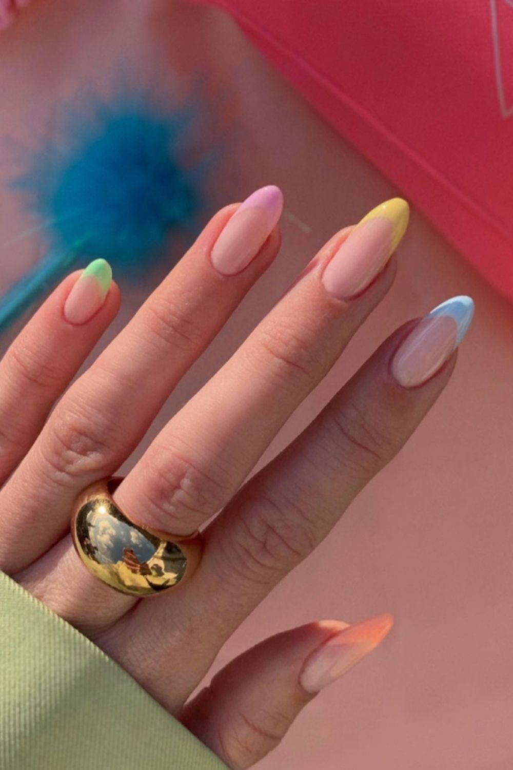 rainbow nails short easy