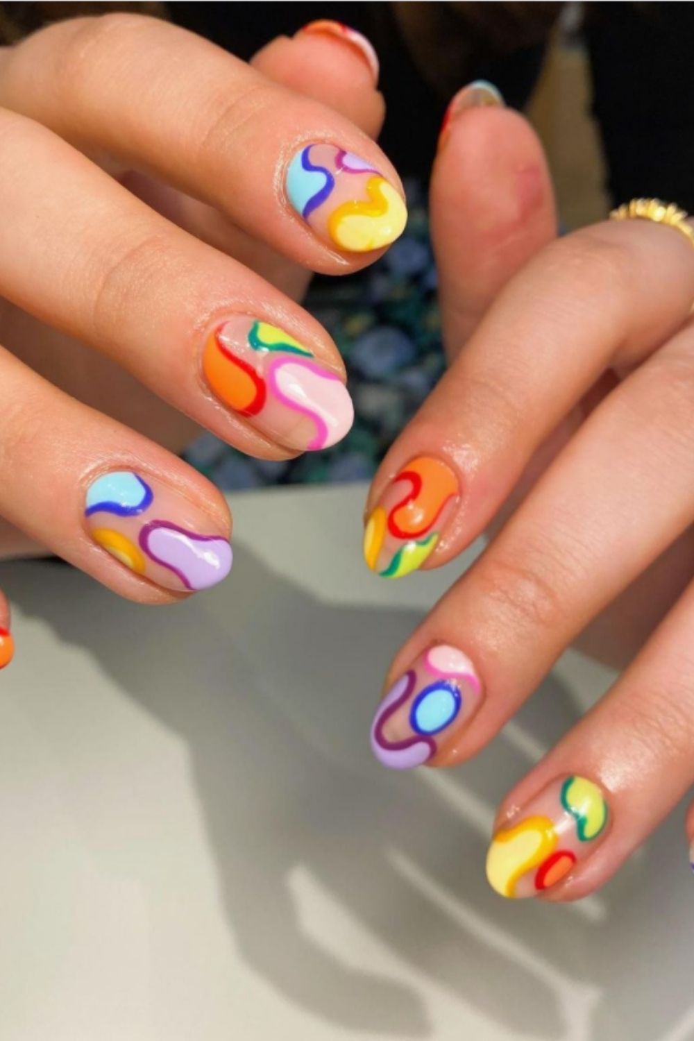 rainbow nails short easy