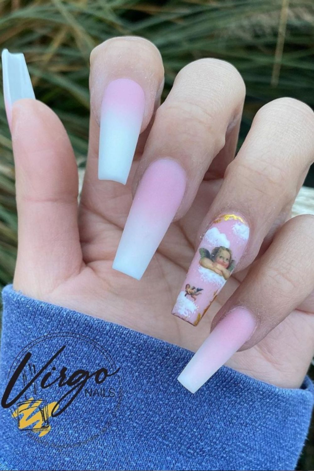 white coffin nails design for woman