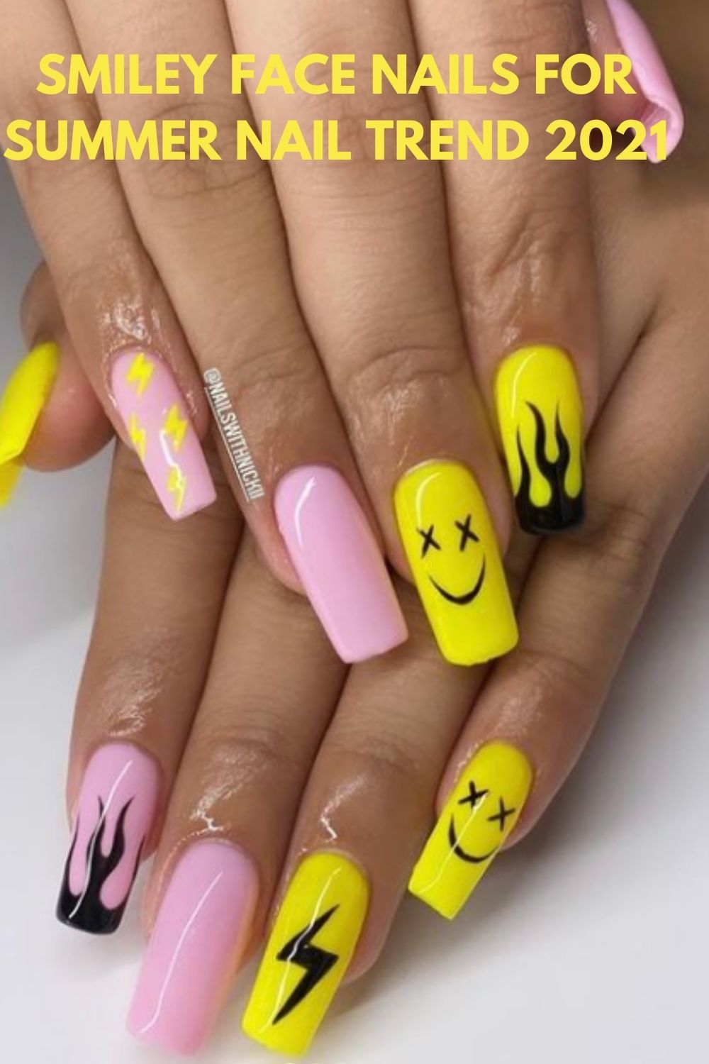 Smiley Face Nails Design To Bright Your Summer Nail Colors