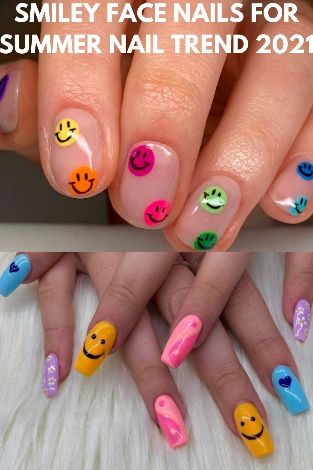 Smiley Face Nails Design To Bright Your Summer Nail Colors