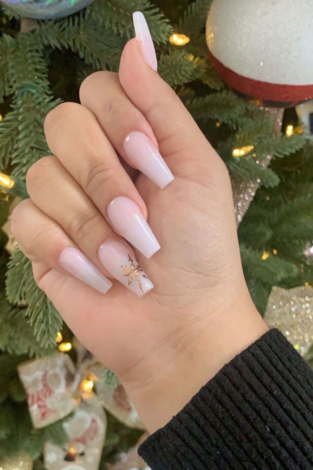 white acrylic nails with design coffin