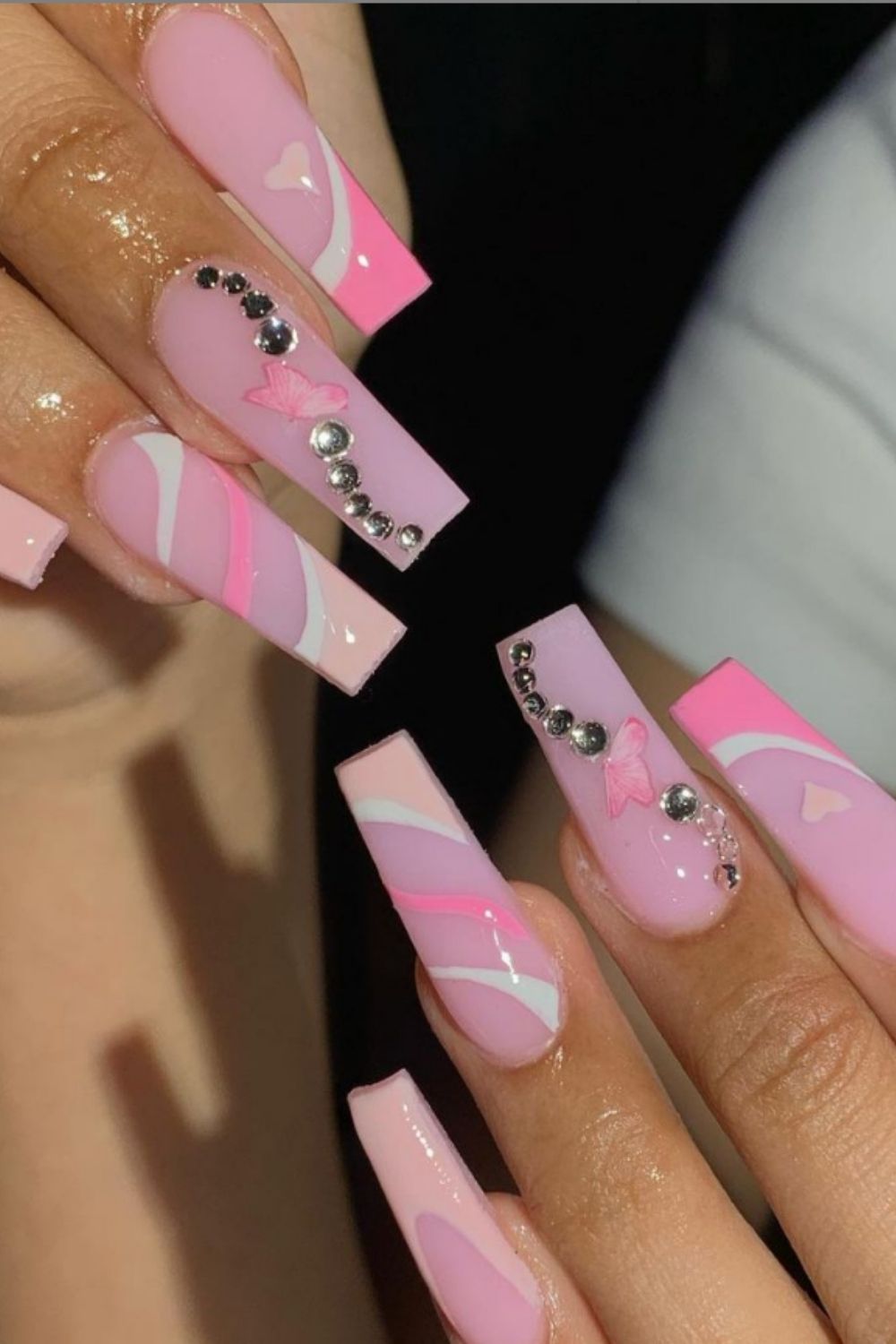 cute acrylic nails pink