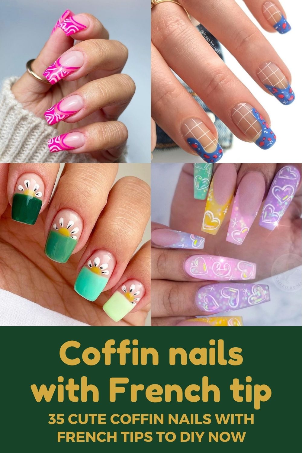 Coffin nails with French tip |35 Cute Nails With French Tips To DIY Now