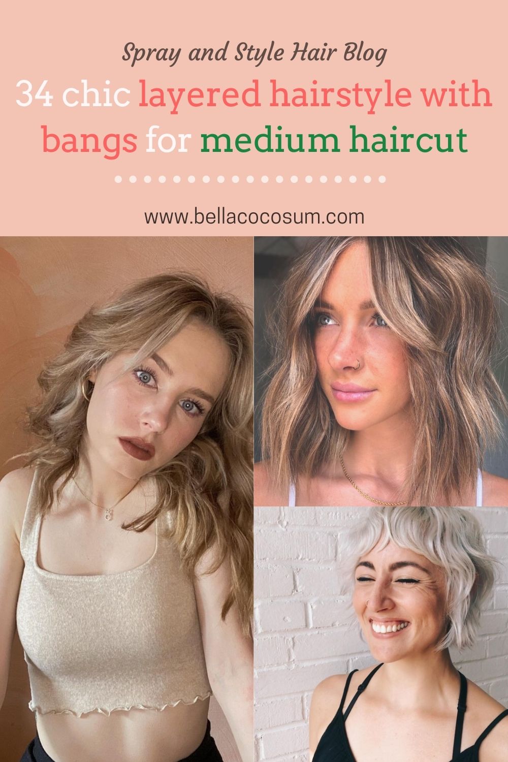 24 Best Layered Haircuts With Bangs for medium length hairstyle!