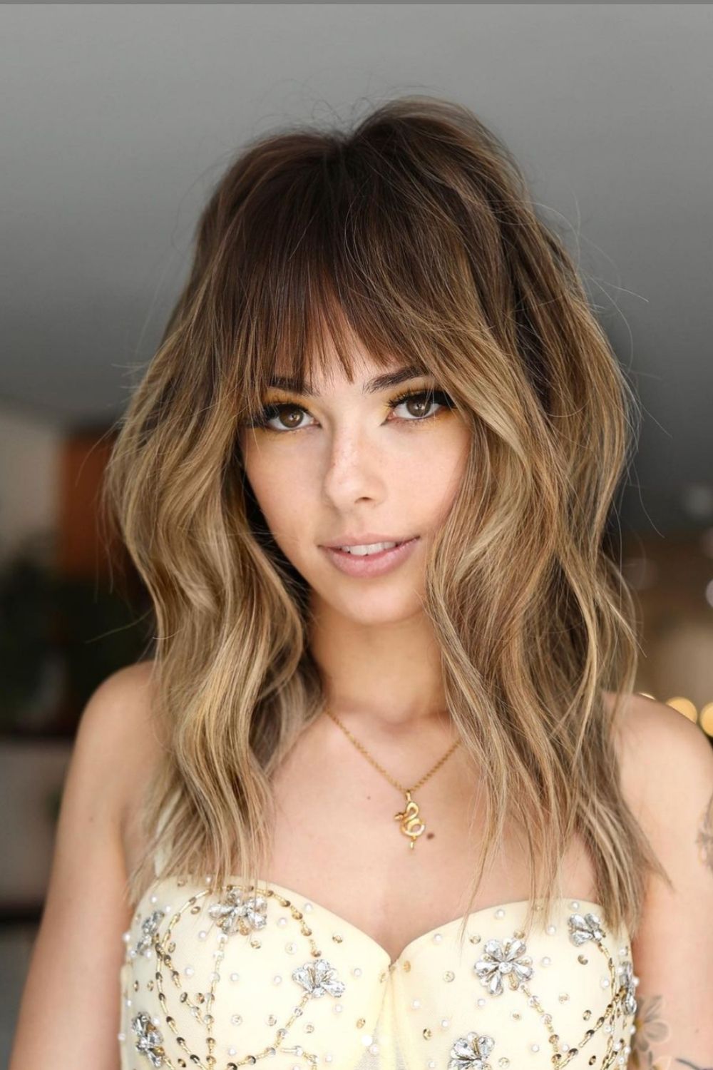 34 Cool Shoulder length haircut with bangs to try 2021