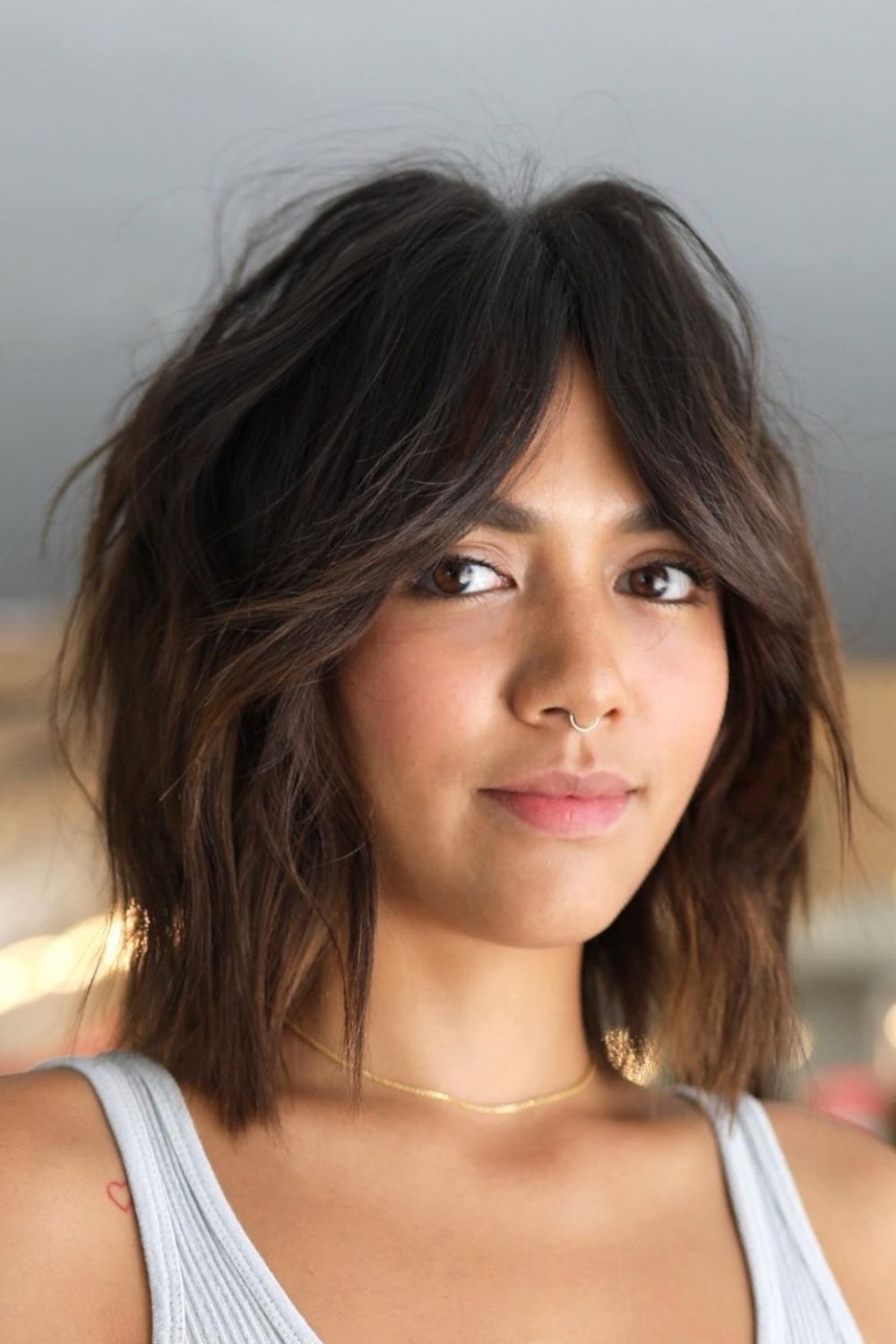 34 Cool Shoulder length haircut with bangs to try 2021