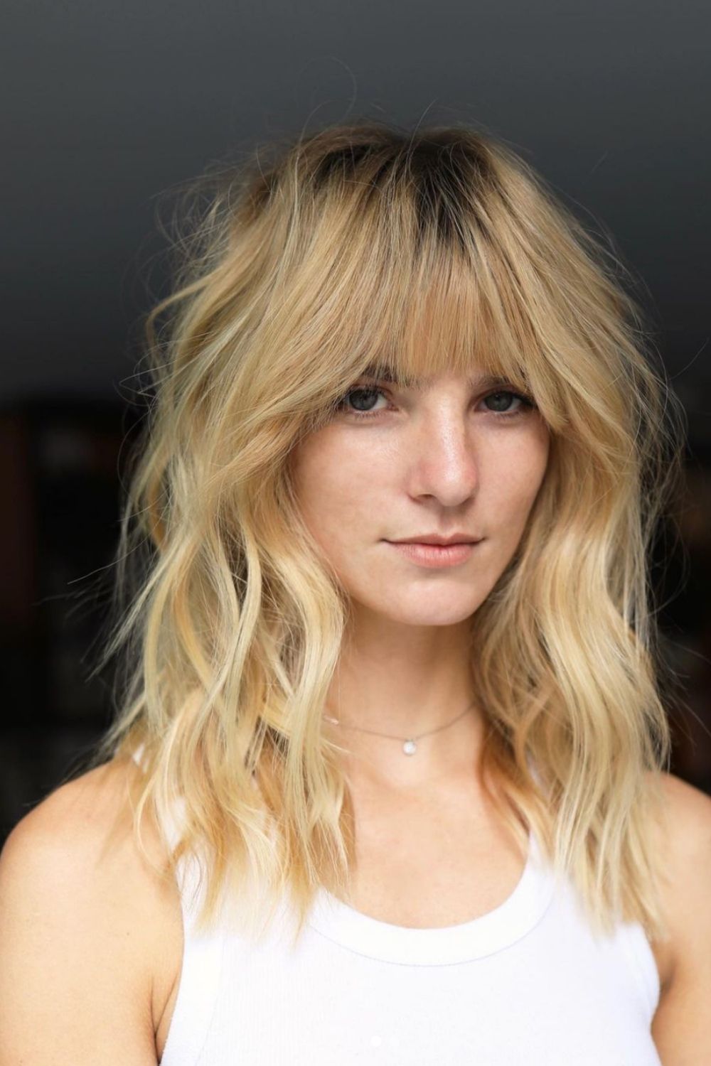 34 Cool Shoulder length haircut with bangs to try 2021