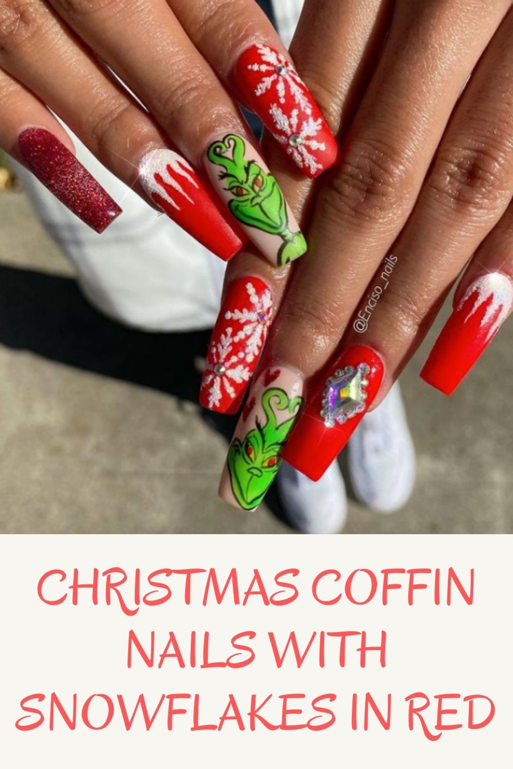 Christmas coffin nails with snowflakes