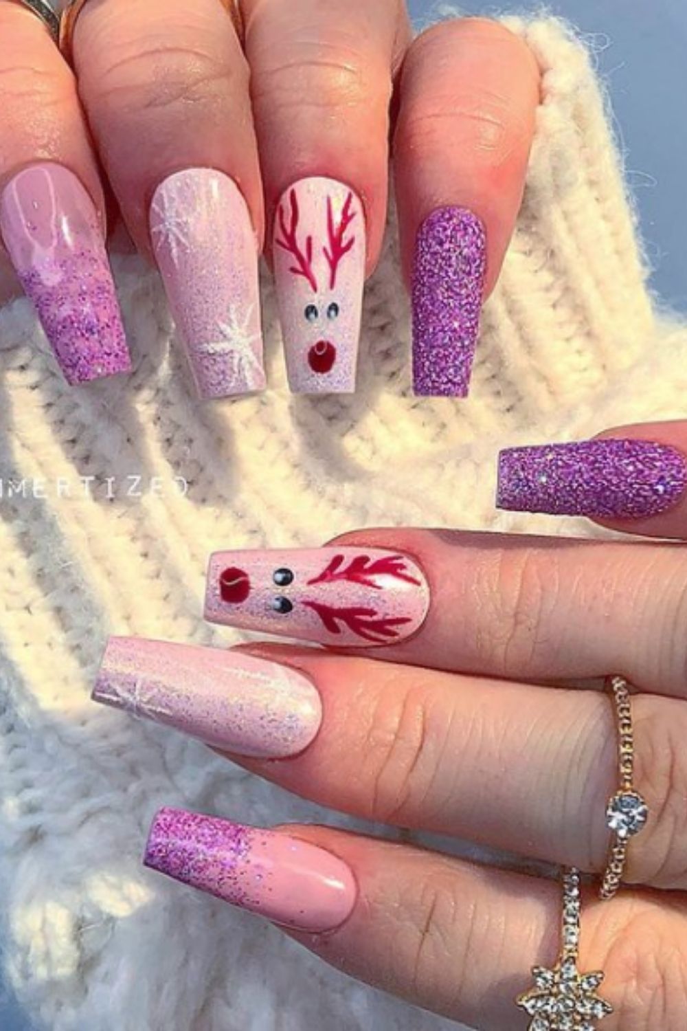 Christmas coffin nails with snowflakes