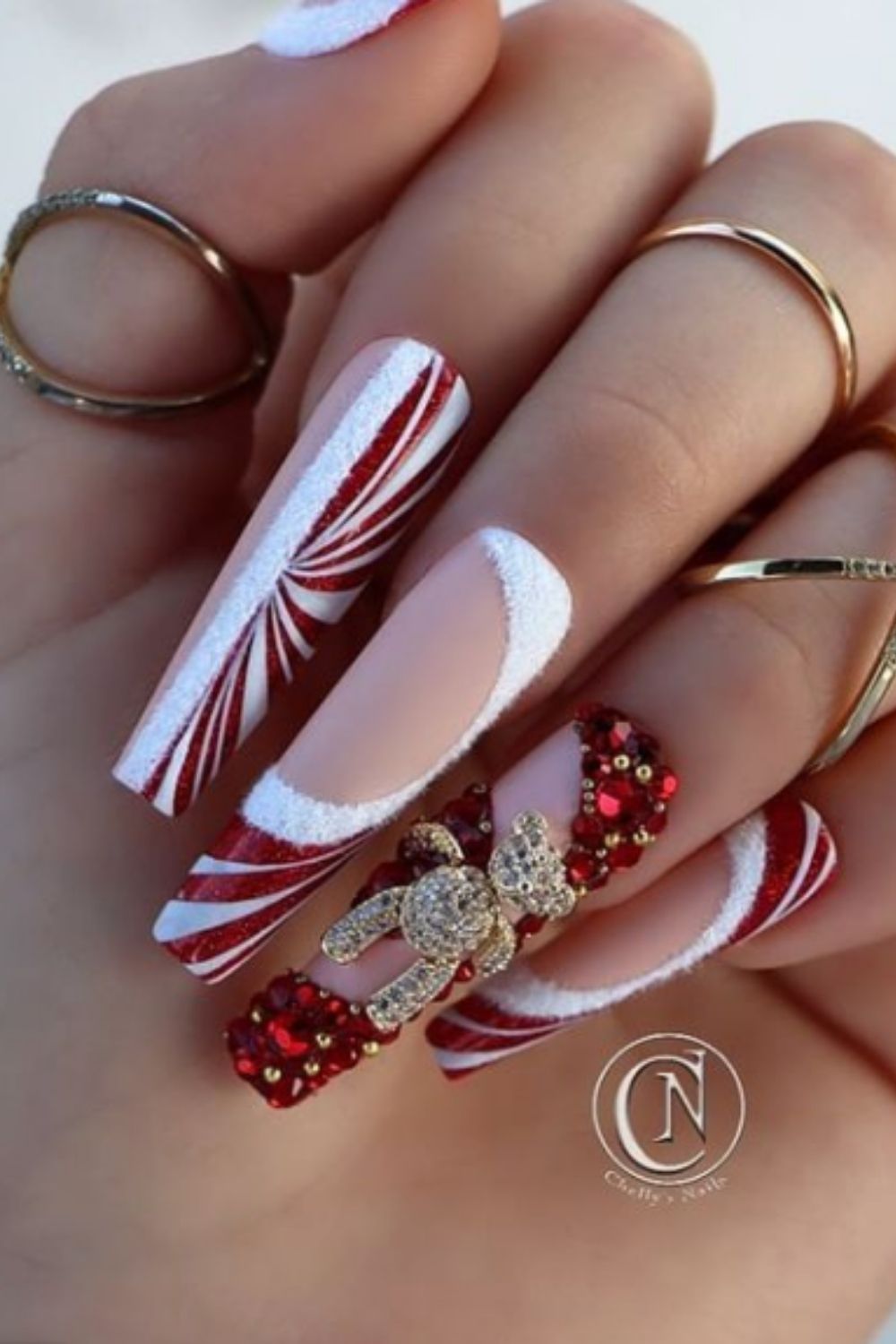 Acrylic Christmas nail with coffin nails