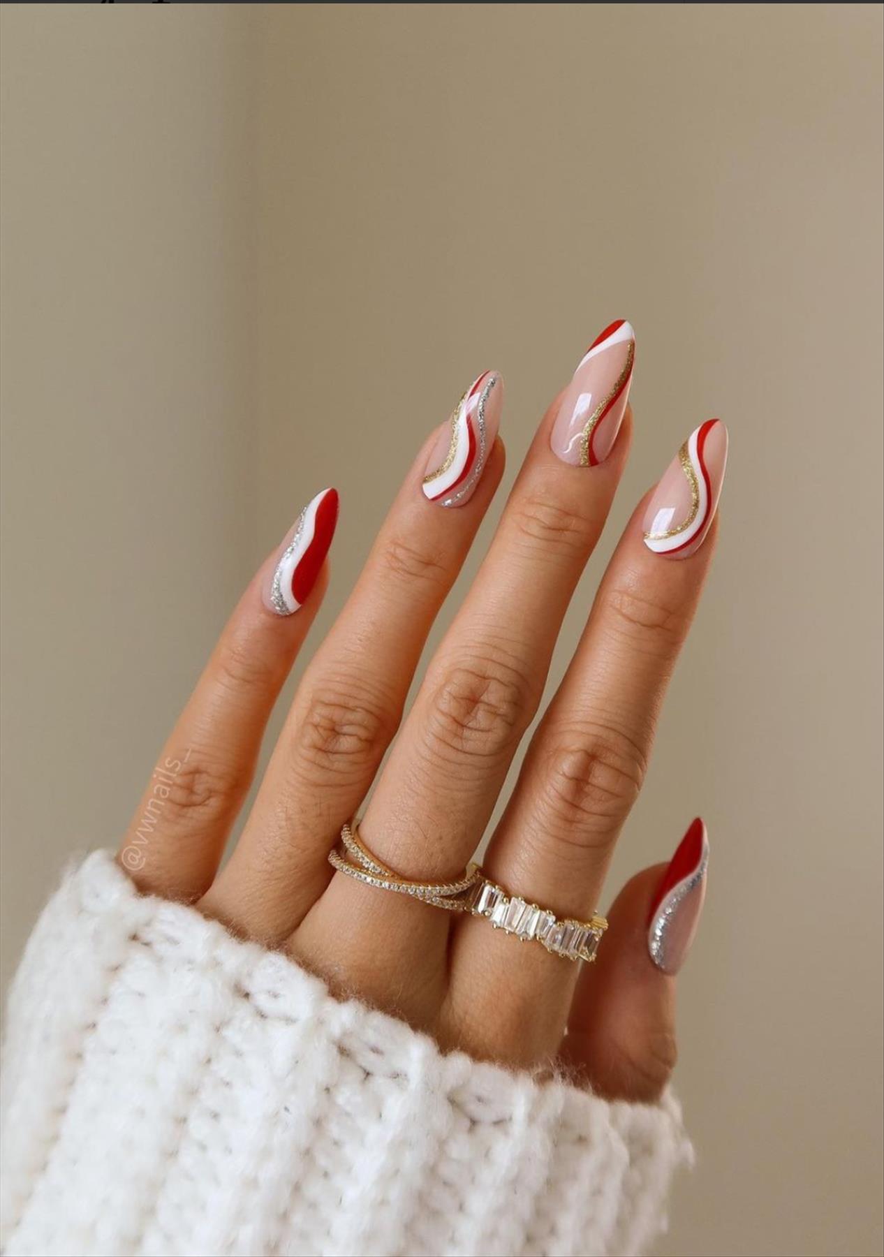 Red French nails design for Winter nail colors 