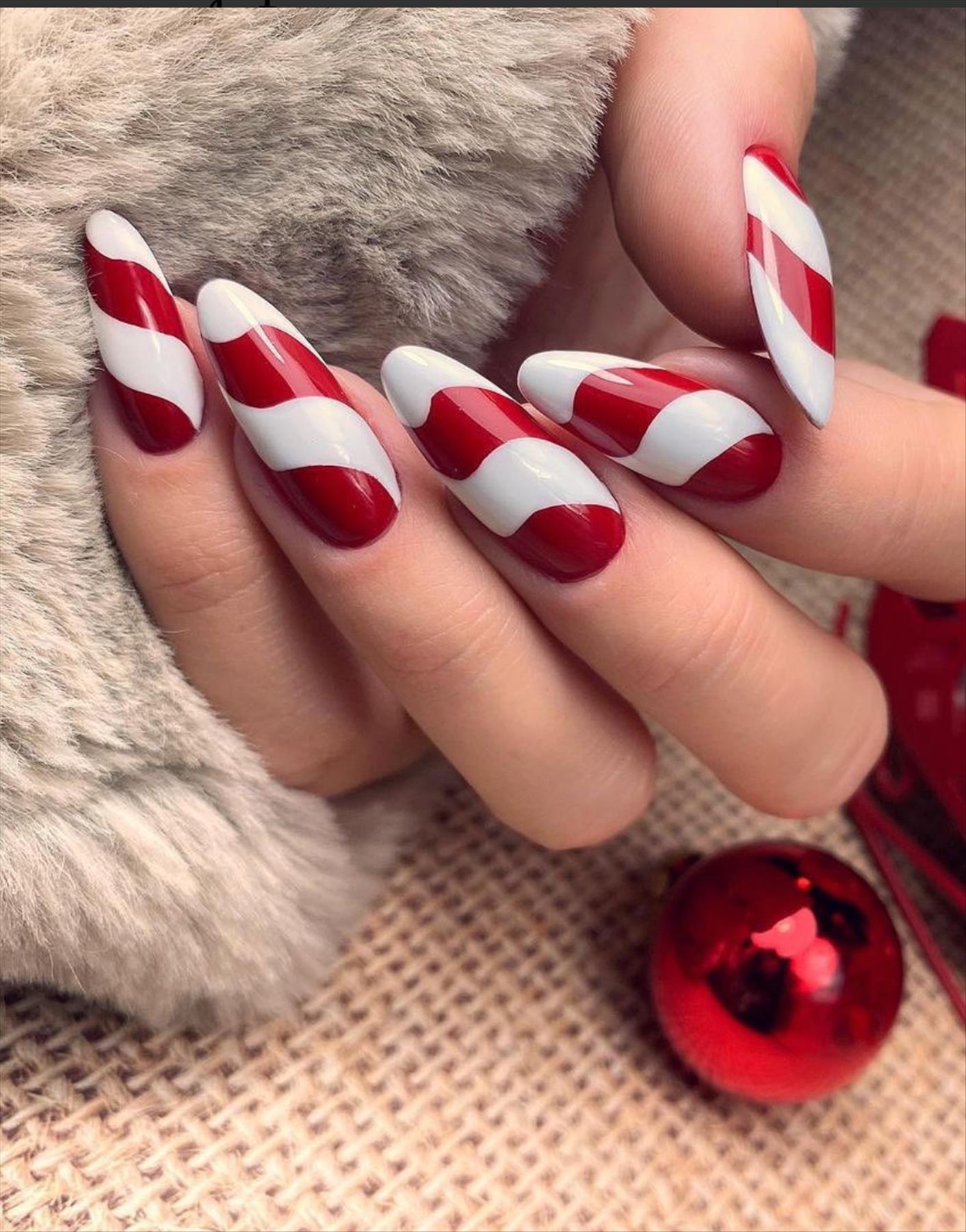 Red French nails design for Winter nail colors 