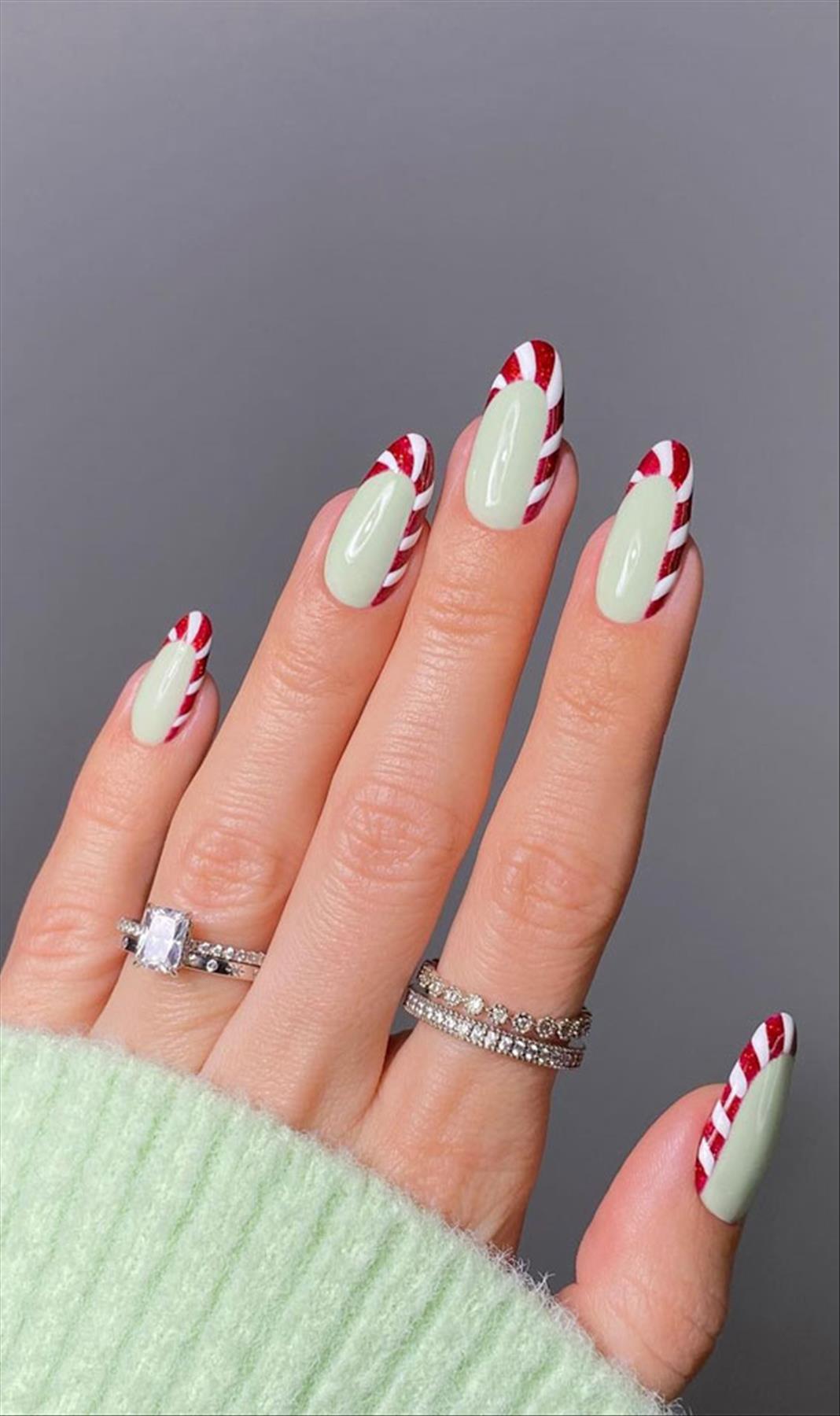 Red French nails design for Winter nail colors 