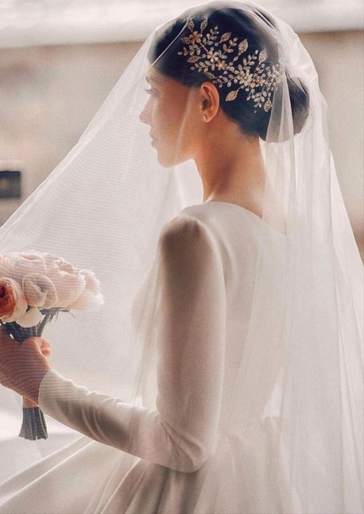 Romantic ways to wear wedding hairstyle with veils