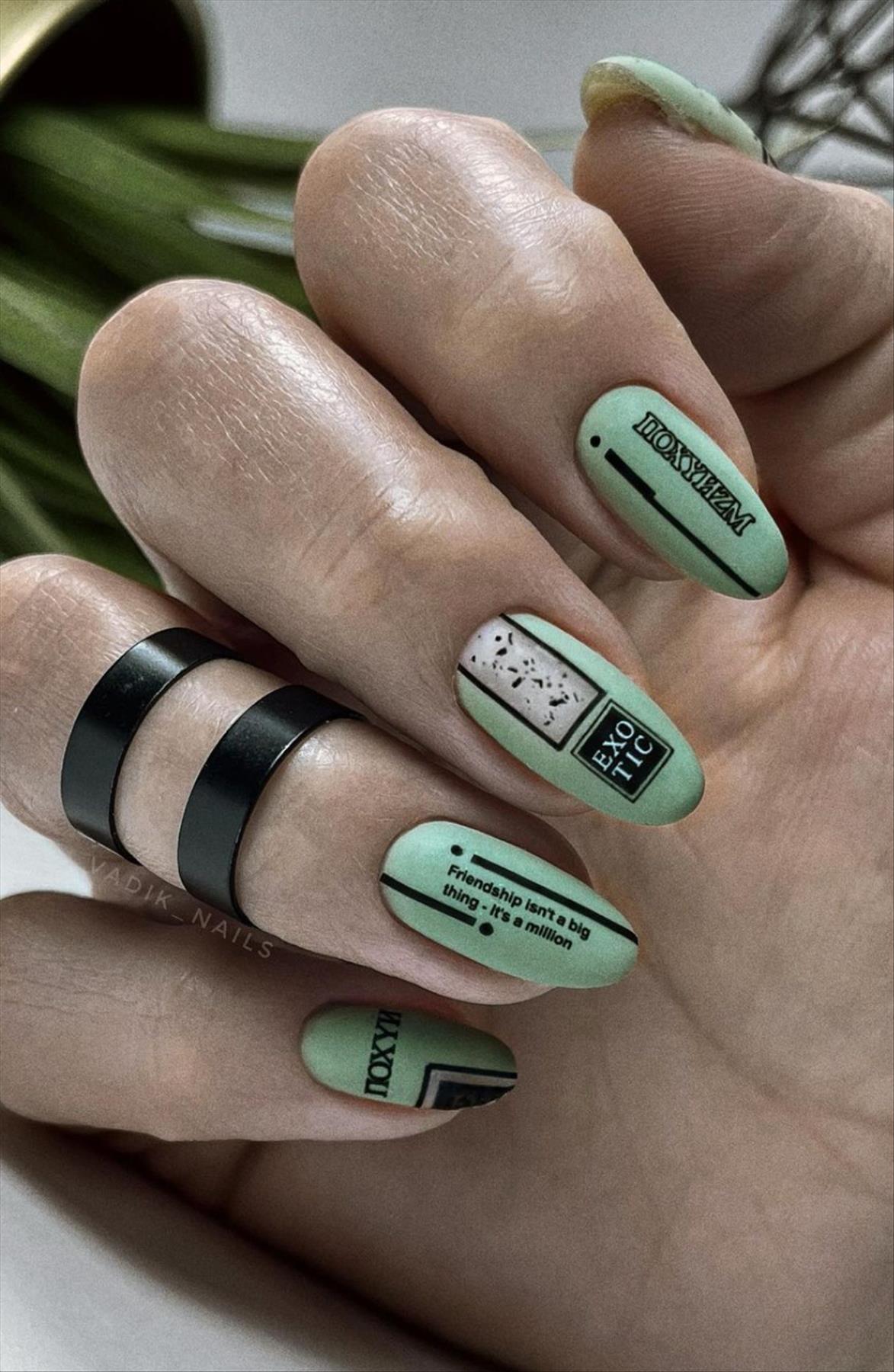 Cute short almond nail design art for the 2022 chic look